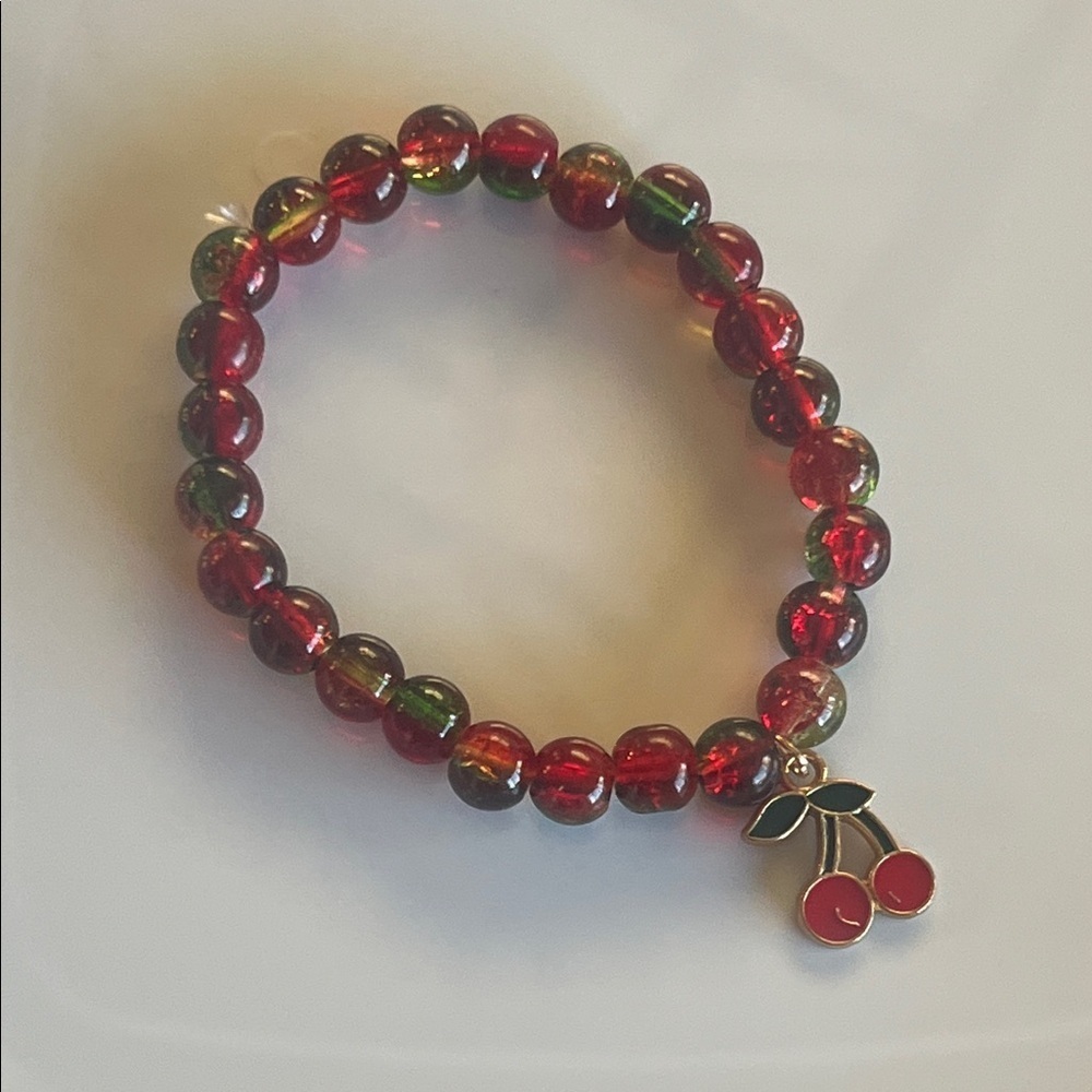 Cherry Charm Beaded Bracelet
